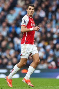 Premier Lig karşılaşmasında Arsenal 'den Jakub Kiwior Manchester City, Manchester Stadyumu' nda Arsenal 'e karşı 31 Mart 202