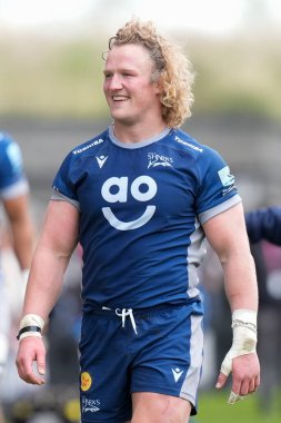 Gallagher Premiership maçından sonra Satış Köpekbalıkları Exeter Chiefs 'e karşı Salford Community Stadyumu, Eccles, Birleşik Krallık' ta 31 Mart 202 'de oynanan Satış Köpekbalıkları maçından sonra Ross Harrison