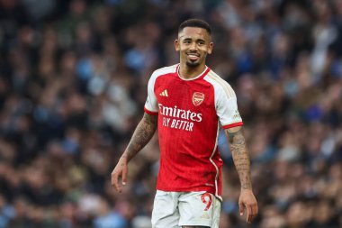 İngiltere Etihad Stadyumu 'nda oynanan Premier Lig karşılaşmasında Arsenal' den Gabriel Jesus Manchester City ile Arsenal arasında 31 Mart 202