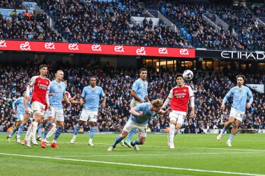 Manchester City 'den Kevin De Bruyne Premier League maçında Manchester City ile Etihad Stadyumu' nda 31 Mart 202 'de oynanan karşılaşmada topu köşeden alıyor.