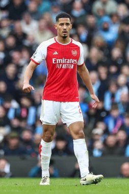 İngiltere Etihad Stadyumu 'nda oynanan Premier League karşılaşmasında Arsenal' den William Sthe Manchester City ile Arsenal arasında 31 Mart 202