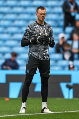 Karl Hein of Arsenal during the pre-game warmup ahead of the Premier League match Manchester City vs Arsenal at Etihad Stadium, Manchester, United Kingdom, 31st March 202 clipart