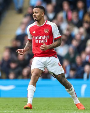 İngiltere Etihad Stadyumu 'nda oynanan Premier Lig karşılaşmasında Arsenal' den Gabriel Jesus Manchester City ile Arsenal arasında 31 Mart 202