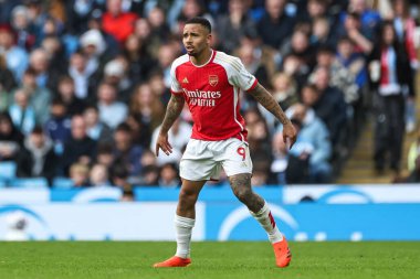 İngiltere Etihad Stadyumu 'nda oynanan Premier Lig karşılaşmasında Arsenal' den Gabriel Jesus Manchester City ile Arsenal arasında 31 Mart 202