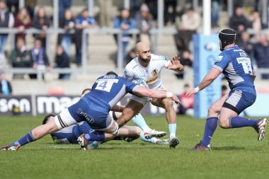 Exeter Chiefs 'ten Olly Woodburn 31 Mart 202' de Salford Community Stadyumu 'nda Gallagher Premiership maçında Cobus Wiese of Sharks' da koşuyor.