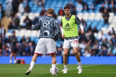 Arsenal 'den Kai Havertz Premier Lig karşılaşması öncesinde Etihad Stadyumu' nda Manchester City ile Arsenal karşılaşması, 31 Mart 202