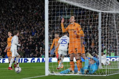 Hull City 'den üzgün bir Alfie Jones, Leeds' in ilk golü Sky Bet Şampiyonası maçında Leeds United 'a karşı Hull City, Elland Road, Leeds, İngiltere' de 1 Nisan 202 'de atıldı.