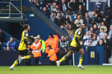 Watford 'dan Edo Kayembe, 1 Nisan 202' de İngiltere 'nin başkenti West Bromwich Albion ile Watford arasındaki Sky Bet Şampiyonası maçında 0-1' lik galibiyetini kutluyor.