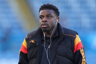 Hull City 'den Noah Ohio, 1 Nisan 202' de Leeds United ile Hull City arasındaki Sky Bet Şampiyonası öncesinde Elland Road Stadyumu 'na geldi.