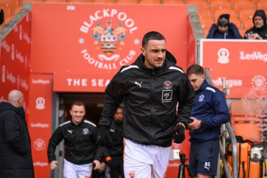 Oliver Norburn of Blackpool comes out for the pre-game warmup ahead of the Sky Bet League 1 match Blackpool vs Wycombe Wanderers at Bloomfield Road, Blackpool, United Kingdom, 1st April 202 clipart