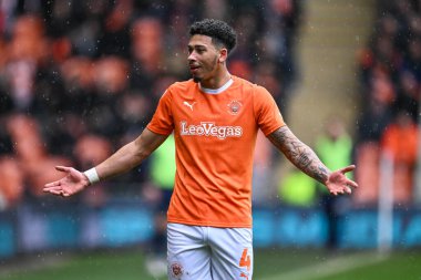 Blackpool 'dan Jordan Lawrence-Gabriel, 1 Nisan 202' de Bloomfield Road, Blackpool 'da oynanan Blackpool-Wycombe Wanderers maçında tepki gösterdi.