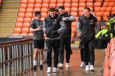 Blackpool players arrive ahead of the Sky Bet League 1 match Blackpool vs Wycombe Wanderers at Bloomfield Road, Blackpool, United Kingdom, 1st April 202 clipart