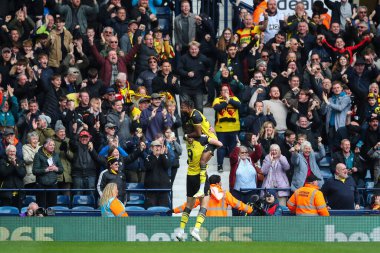 Watford 'dan Mileta Rajovi, 1 Nisan 2024' te İngiltere 'nin başkenti West Bromwich Albion' a karşı Watford 'da oynanan Sky Bet Şampiyonası maçında 0-2' lik galibiyetini kutluyor.