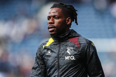 Watford 'dan Tom Dele-Bashiru, Sky Bet Şampiyonası maçı öncesinde ısınma turunda West Bromwich Albion, Watford' a karşı The Hawthorns, West Bromwich, İngiltere, 1 Nisan 202 'de