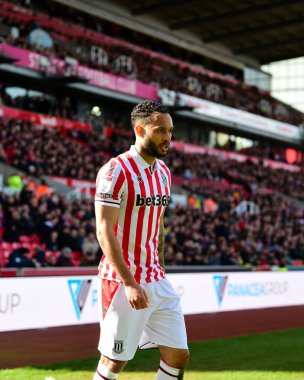 Stoke City 'den Lewis Baker Stoke City - Huddersfield Town maçı sırasında 1 Nisan 202' de Bet365 Stadyumu, Stoke-on-Trent 'de oynandı.