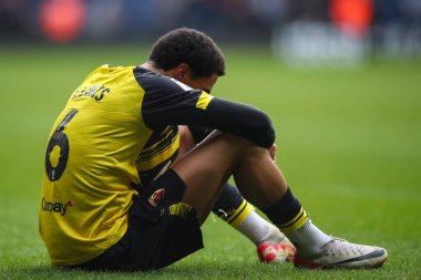 Watford 'dan Jamal Lewis, West Bromwich Albion' a karşı The Hawthorns, West Bromwich, Birleşik Krallık 'ta 1 Nisan 202' de oynanan maçta tam zamanlı tepki gösterdi.