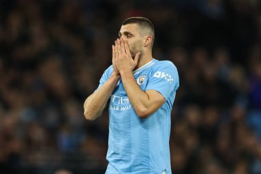 Manchester City ile Manchester City arasındaki Premier League maçı sırasında Etihad Stadyumu 'nda Aston Villa maçında Mateo Kovai, 3 Nisan 2024