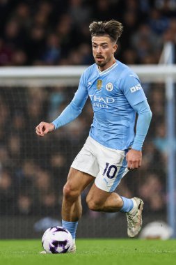 Manchester City 'den Jack Grealish, Premier Lig maçında Manchester City ile Aston Villa arasında 3 Nisan 202' de Etihad Stadyumu 'nda bir ara verdi.