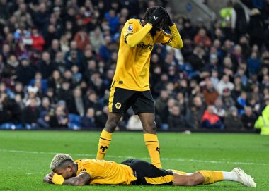 Wolverhampton Wanderers 'dan Mario Lemina ve Wolverhampton Wanderers' dan Boubacar Traor, Turf Moor, Burnley 'de oynanan Premier Lig karşılaşmasında Wolverhampton Wanderers maçında golü kaçıran Mario Lemina' ya tepki gösterdi.