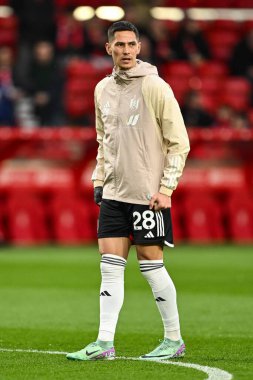 Maç öncesi ısınma maçında Fulham 'dan Saa Luki Premier Lig maçı öncesinde Nottingham Forest' a karşı Fulham City Ground, Nottingham, İngiltere, 2 Nisan 2024