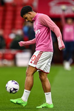 Nottingham Ormanı 'ndan Morgan Gibbs-White Premier League maçı öncesinde Nottingham Forest' a karşı Fulham City Ground, Nottingham, İngiltere 'de 2 Nisan 202' de oynanan maç öncesi ısınma maçında...