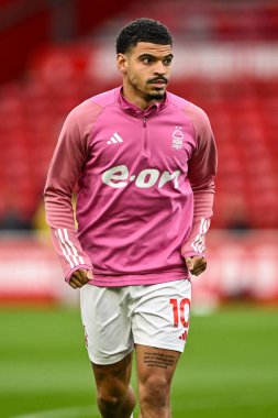 Nottingham Ormanı 'ndan Morgan Gibbs-White Premier League maçı öncesinde Nottingham Forest' a karşı Fulham City Ground, Nottingham, İngiltere 'de 2 Nisan 202' de oynanan maç öncesi ısınma maçında...