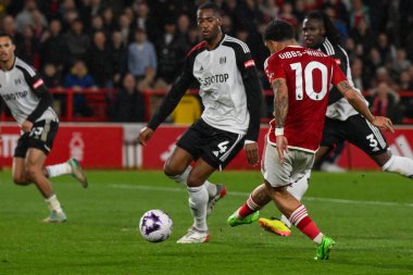 Nottingham Ormanı 'ndan Morgan Gibbs-White Premier League maçında Nottingham Forest' a karşı Fulham City Ground, Nottingham, İngiltere 'de 2 Nisan 202' de 3-0 berabere kaldı.