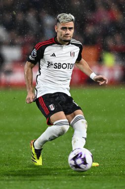 Fulham 'dan Andreas Pereira Premier Lig maçı sırasında Nottingham Forest, Fulham' a karşı City Ground, Nottingham, İngiltere, 2 Nisan 202
