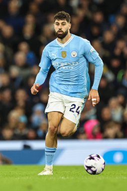 Manchester City Premier League maçında Joko Gvardiol Manchester City ile Aston Villa maçında Etihad Stadyumu, Manchester, İngiltere, 3 Nisan 2024