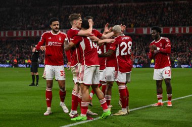 Nottingham Ormanı 'ndan Morgan Gibbs-White, Premier League maçında Nottingham Forest Fulham' a karşı oynadığı 2 Nisan 202 'de Nottingham, İngiltere' de 2-0 'lık galibiyet golünü kutluyor.