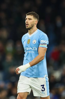 Manchester City 'nin Manchester City' ye karşı Aston Villa maçında 3 Nisan 2024 'te Etihad Stadyumu' nda karşılaşan Manchester City 'li Rben Dias