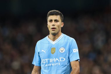 Manchester City ile Manchester City arasındaki Premier League maçında Rodri, Manchester Stadyumu 'nda Aston Villa' ya karşı, 3 Nisan 202