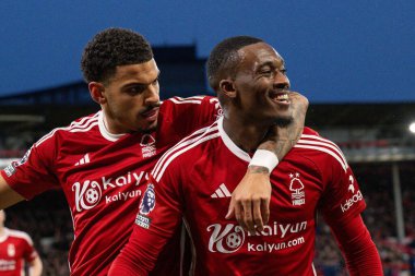 Nottingham 'dan Callum Hudson-Odoi Premier League maçında Nottingham Forest Fulham' a karşı 2 Nisan 202 'de oynanan City Ground, Nottingham, İngiltere maçında 1-0' lık galibiyet golünü kutluyor.