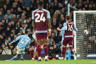 Manchester City 'den Phil Foden Premier League maçında 4-1 öne geçiyor. Manchester City, Etihad Stadyumu' nda Aston Villa 'ya karşı, 3 Nisan 202
