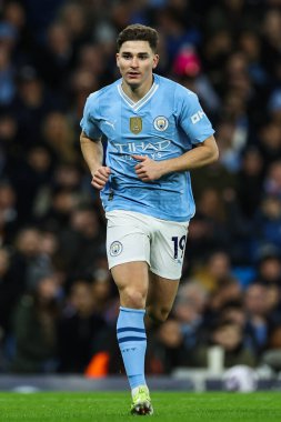 Manchester City 'den Julin Ivarez Premier League maçında Manchester City ile Aston Villa arasında Etihad Stadyumu, Manchester, İngiltere, 3 Nisan 2024