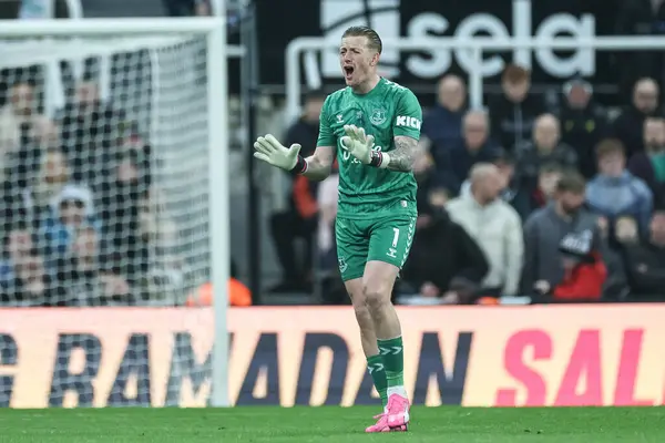 stock image Jordan Pickford of Everton reacts during the Premier League match Newcastle United vs Everton at St. James's Park, Newcastle, United Kingdom, 2nd April 202