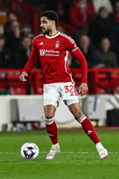 Andrew Omobamidele Nottingham Forest Azione Durante Partita Premier League Nottingham — Foto Stock