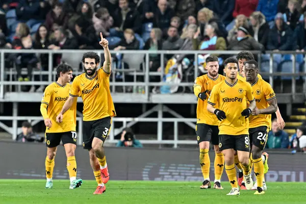 Rayan Nouri Wolverhampton Wanderers Comemora Seu Gol Para Torná Durante — Fotografia de Stock