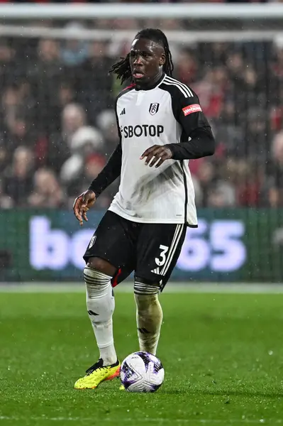 stock image Calvin Bassey of Fulham makes a break with the ball during the Premier League match Nottingham Forest vs Fulham at City Ground, Nottingham, United Kingdom, 2nd April 202