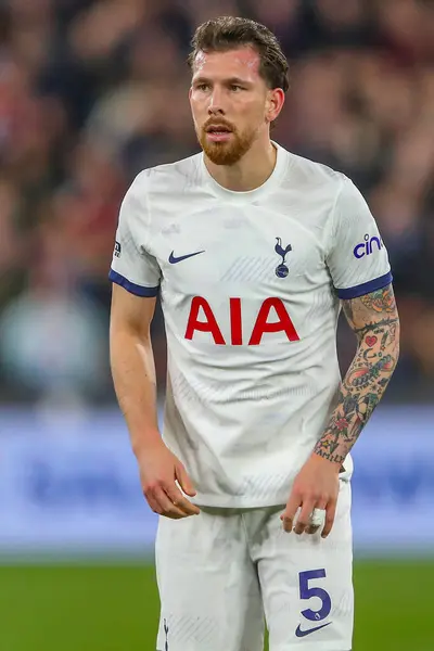 stock image Pierre-Emile Hjbjerg of Tottenham Hotspur during the Premier League match West Ham United vs Tottenham Hotspur at London Stadium, London, United Kingdom, 2nd April 2024