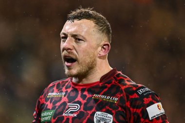 Leigh Leoparları 'ndan Josh Charnley 7. Betfred Süper Lig karşılaşmasında Leigh Leopards' a karşı Wigan Warriors Leigh Spor Köyü, Leigh, İngiltere, 4 Nisan 202