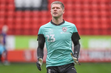 Maç öncesi ısınma oturumunda Barnsley 'den Ben Killip, 6 Nisan 202' de The Valley, Londra 'da oynanan Sky Bet 1 karşılaşmasında Charlton Athletic Barnsley' e karşı.