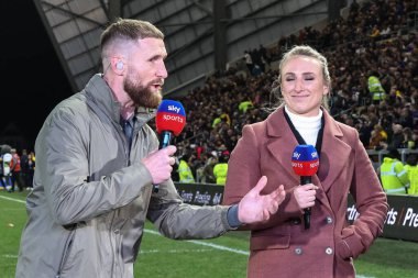 Sam Tomkins ve Jodie Cunningham Betfred Süper Lig 7. raundunda Leeds Rhinos 'a karşı Warrington Wolves Headingley Stadyumu, Leeds, İngiltere, 5 Nisan 202