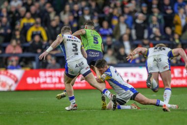 Warrington Wolves 'tan Matty Ashton, 5 Nisan 202' de Headingley Stadyumu 'nda oynanan Betfred Süper Lig 7. Raundunda Leeds Gergedan ve Warrington Wolves maçında mücadele etti.