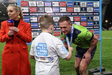 Warrington Wolves 'tan Ben Currie, Betfred Süper Lig 7. Raundda Leeds Gergedan' a karşı Warrington Wolves 'un 5 Nisan 202' de Headingley Stadyumu 'nda oynadığı maçta Betfred' i sundu.