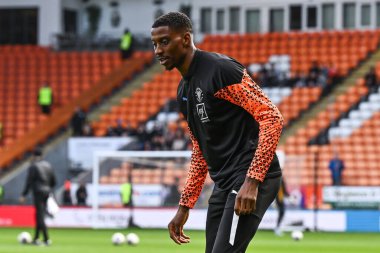 Blackpool 'dan Marvin Ekpiteta, 6 Nisan 202' de Bloomfield Road, Blackpool 'da oynanan Blackpool-Cambridge United maçı öncesinde oynanan maç öncesi ısınma maçında...