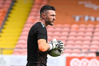 Blackpool 'dan Richard O' Donnell, 6 Nisan 202 'de Bloomfield Road, Blackpool' da oynanan Blackpool-Cambridge United maçı öncesinde oynanan maç öncesi ısınma maçında...