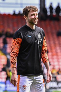 Blackpool 'dan Matthew Pennington 6 Nisan 202' de Bloomfield Road, Blackpool 'da oynanan Blackpool-Cambridge United maçı öncesinde oynanan maç öncesi ısınma maçında