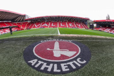 6 Nisan 202 'de The Valley, Londra, İngiltere' de Charlton Athletic ve Barnsley maçında The Valley 'in genel görünümü