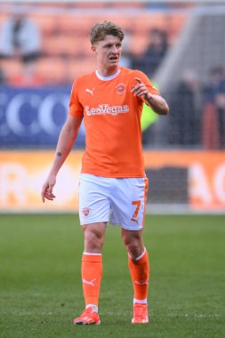 Blackpool takımından George Byers 6 Nisan 202 'de Bloomfield Road, Blackpool' da oynanan Blackpool-Cambridge maçında